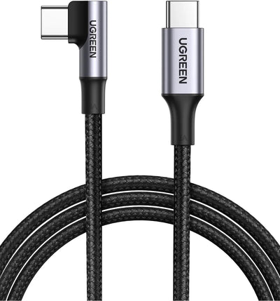 UGREEN USB C to USB C Braided Cable 100W 90 Degree Black