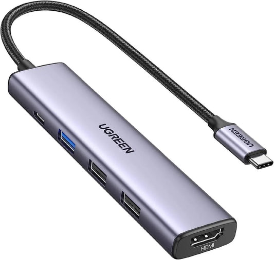 UGREEN Revodok 5-in-1 USB-C Hub Adapter for MacBook | 4K HDMI, 100W PD, 3x USB-A