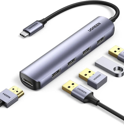 يوجرين 20197 CM417 محول USB-C متعدد الوظائف 5 في 1 - رمادي فضائي 
