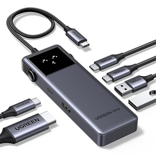 موزع UGREEN 6 في 1 USB-C - محول متعدد المنافذ مع منفذ HDMI بدقة 4K وقوة 100 واط