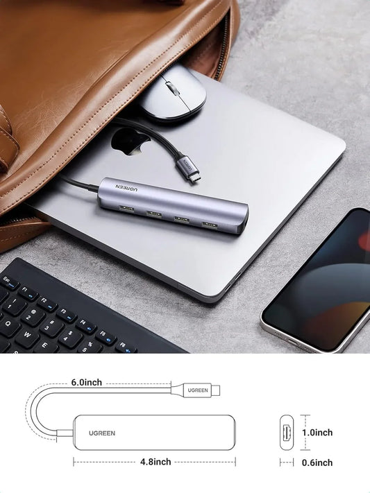 يوجرين 20197 CM417 محول USB-C متعدد الوظائف 5 في 1 - رمادي فضائي 