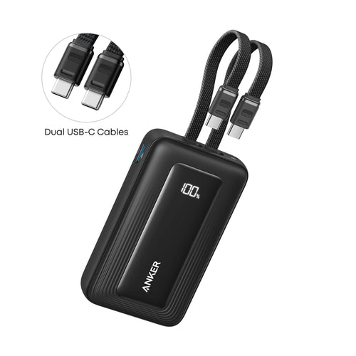 Anker Zolo 10,000mAh 35W Power Bank with Dual Built-In USB-C Cables - Black | A110LH12
