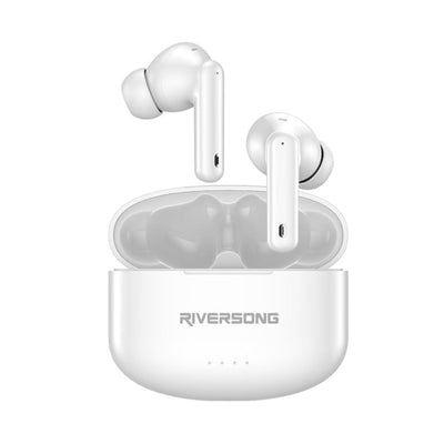 Riversong AirFly L8 True Wireless Earbuds - TWS Bluetooth 5.3 Earphones with ANC Noise Reduction, IPX5 Waterproof & Touch Control - White