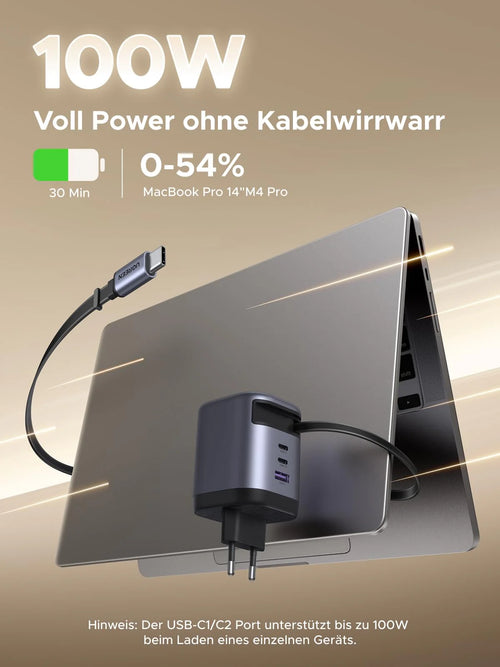 UGREEN Nexode 100W Charger with Retractable USB-C Cable