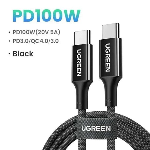 كابل شحن سريع يو جرين USB-C إلى USB-C بقدرة 100 وات و5 أمبير بطول 1 متر